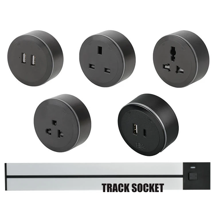 Universal Double Usb Track Socket Adapter Power Safety Electrical Use Smart Desk Home Office Rail System