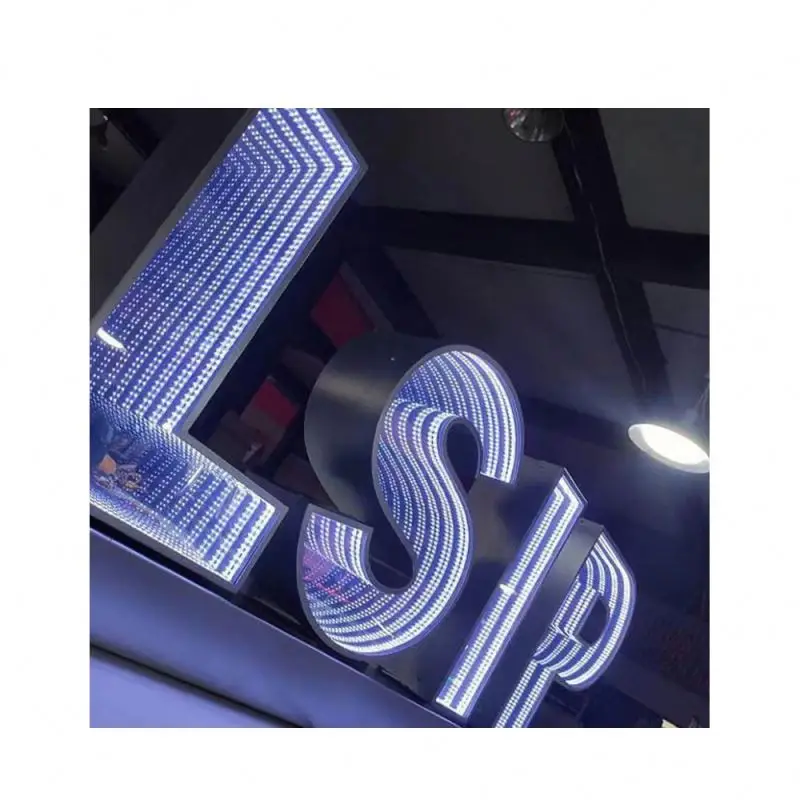 New product Infinite Visual Art light box Melle Abyss Mirror 3D luminous letter logo neon billboard