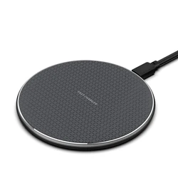 10W ultra thin metal alloy Qi wireless charger set fast charging source round portable with LED display for iPhone and Android