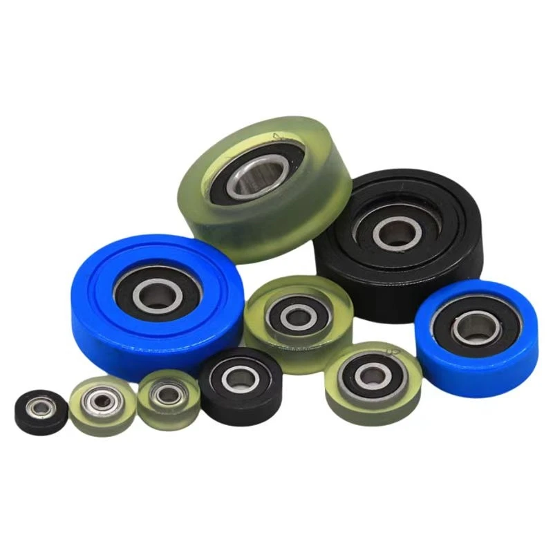 All Sizes Wear Resistant Polyurethane PU Rubber Forming Coated Roller Pulley Wheel Bearing PU68310-3 PU60824-7