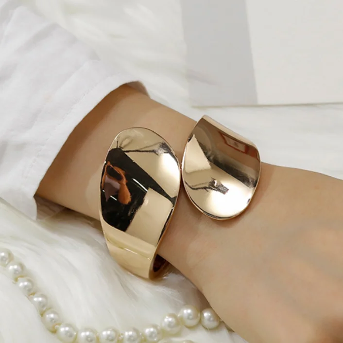 Fashion Punk Hiphop Wide Bangles Bracelet For Women Statement Alloy Bangle Jewelry Femme Accessories