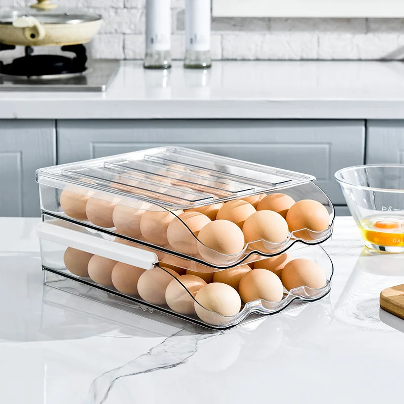 PET egg storage box refrigerator modern chicken grid drawer type egg storage boxs & bins egg storage plastic