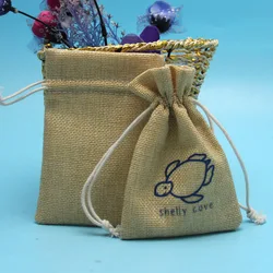Фабричная продукция, бежевые ювелирные изделия, льняной мешочек с индивидуальным аминальным рисунком, Подарочные ювелирные сумки