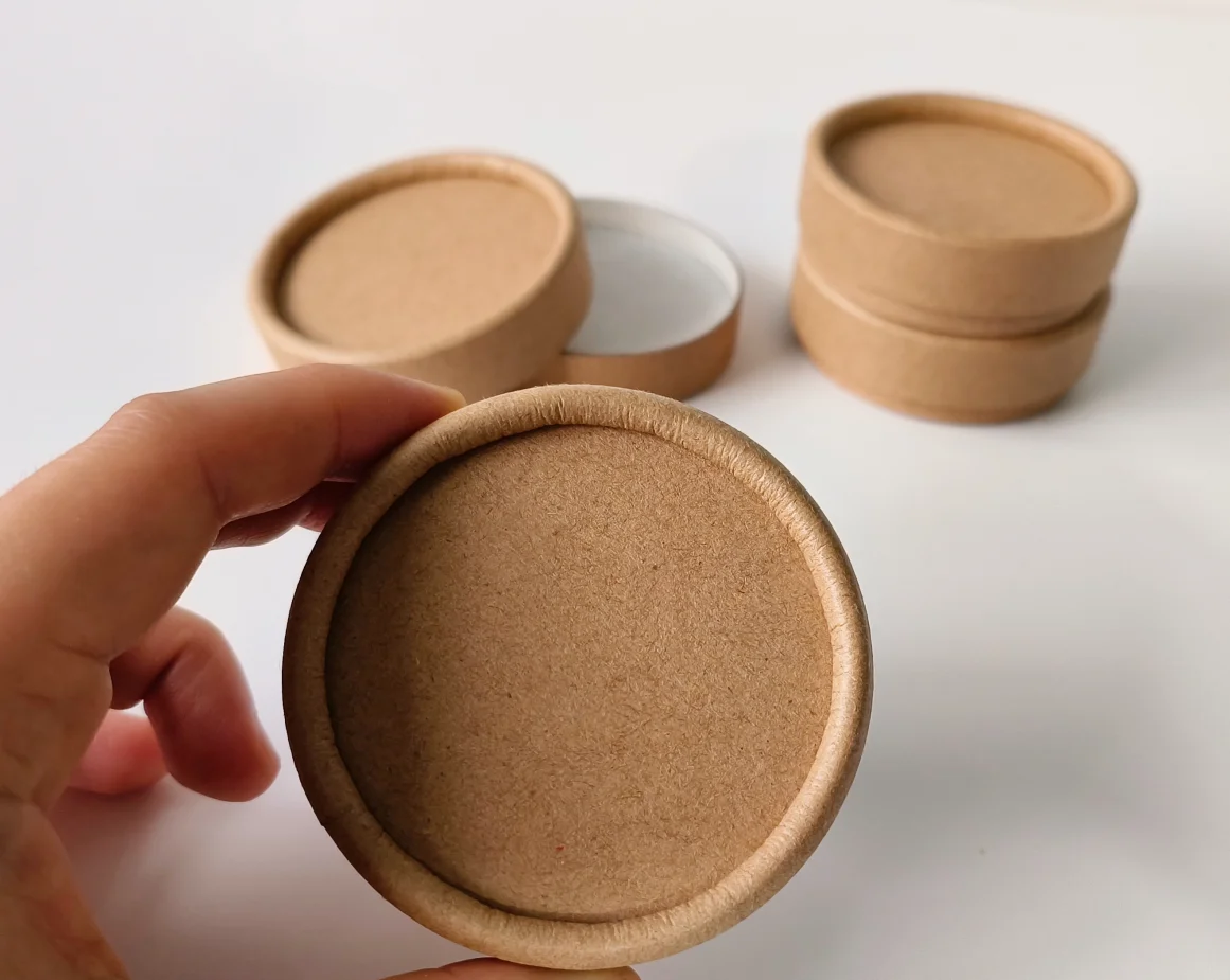 Recyclable Eco-Friendly fat Lip Balm cylinder box Deodorant Stick wax lined Packaging Kraft Paper jar Lipstick tube