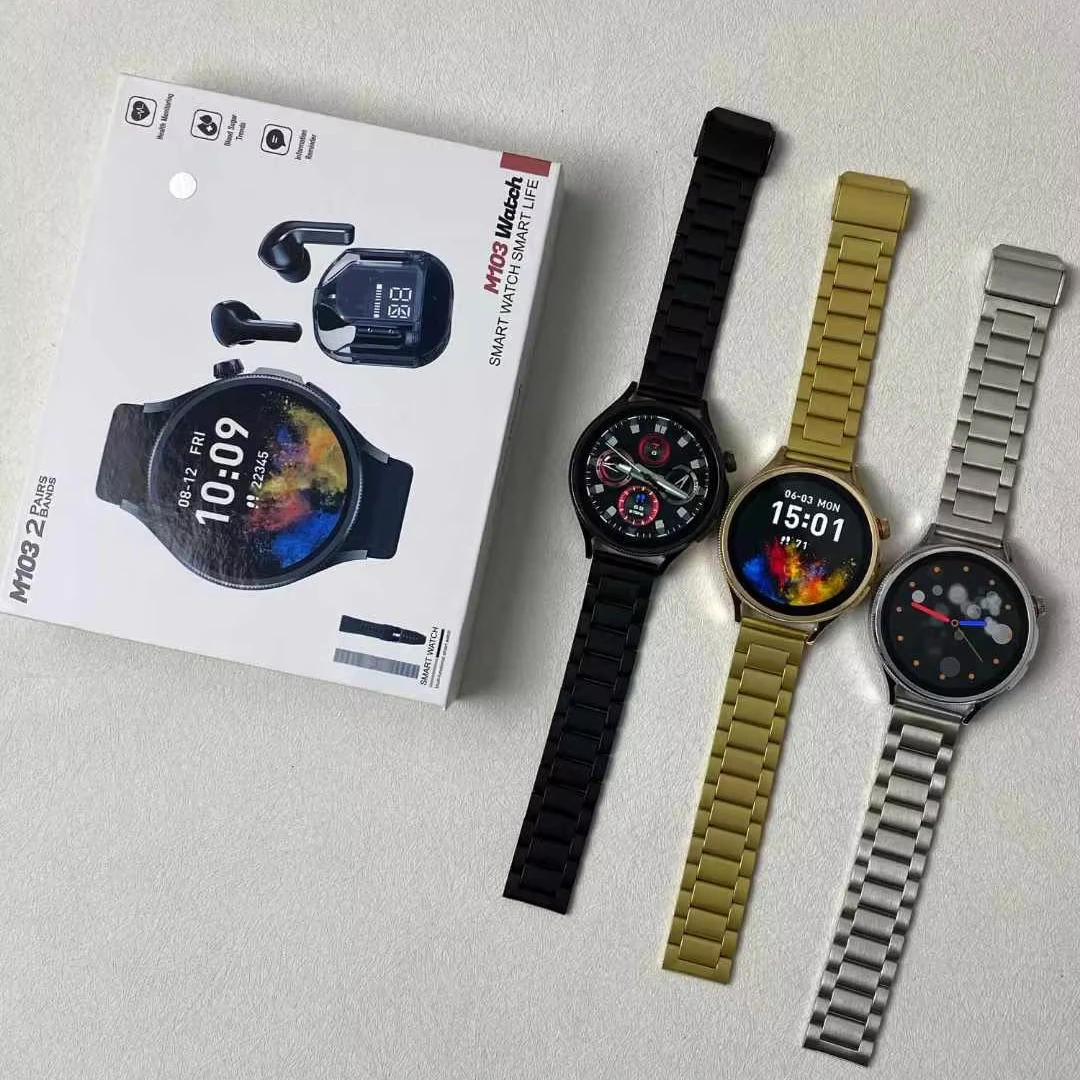 Sport Fashion Mens Luxury Gift Box VM103 Hot 2 in 1 Smart Watches and Earbuds BT Calling High Quality Sound Wearable Devices