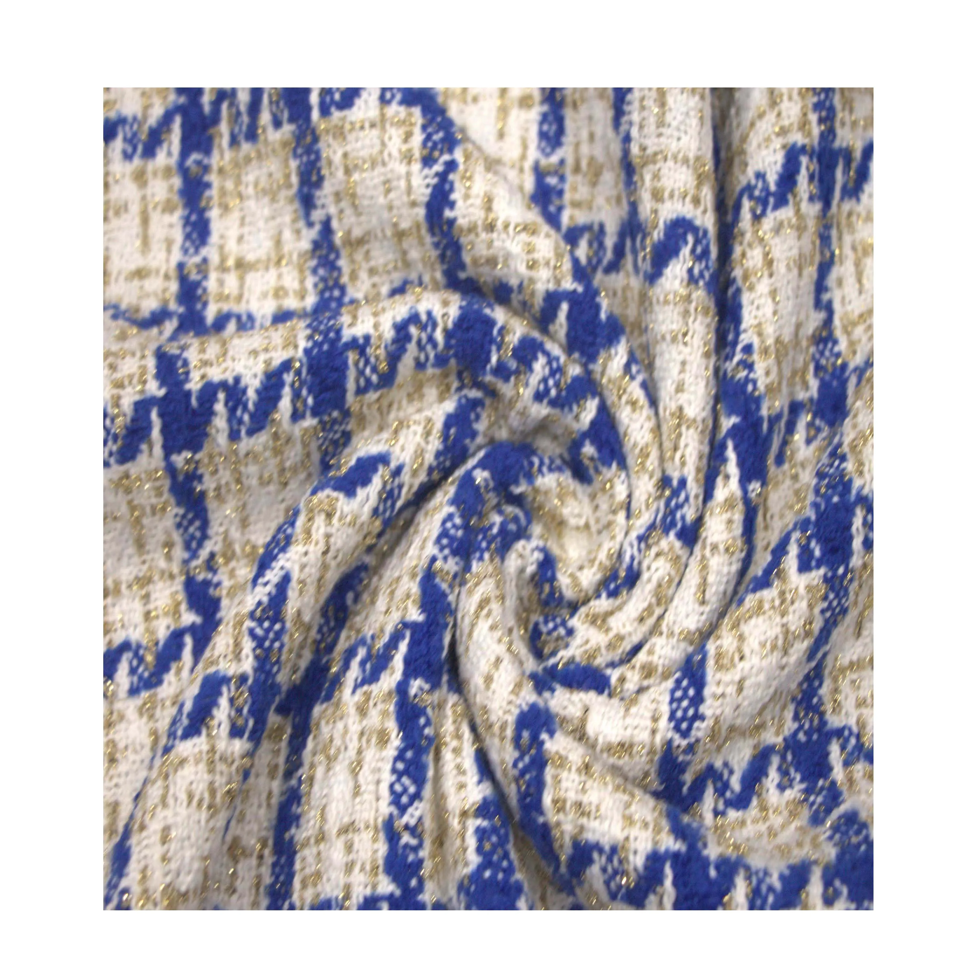 New Small Fragrant Style wool Bright Silk Beads Woolen Woven Yarn Dyed Tweed Fabric For Jacket And Dress