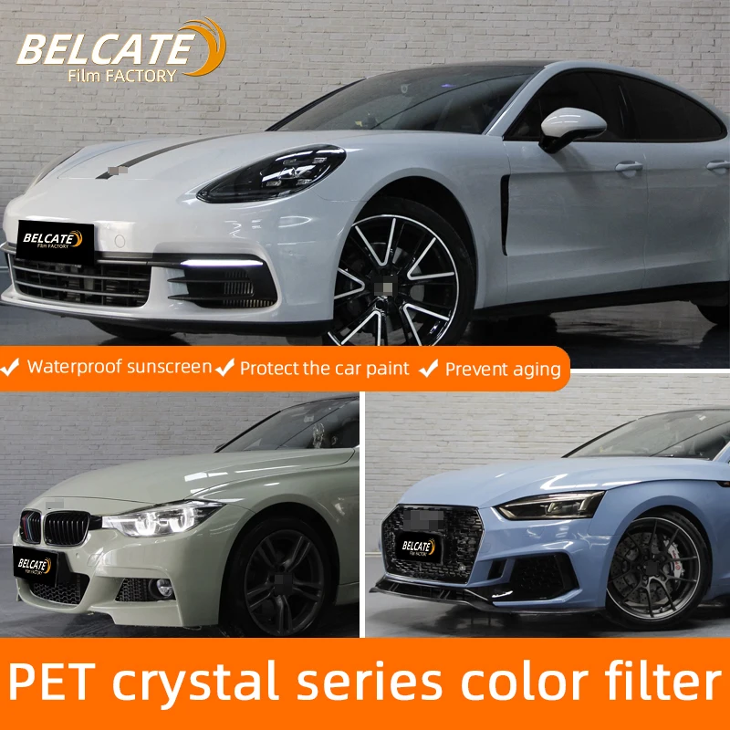 Factory wholesale 1.52*18m PET Crystal Fighting Green car wrap vinyl stickers Vehicles auto film