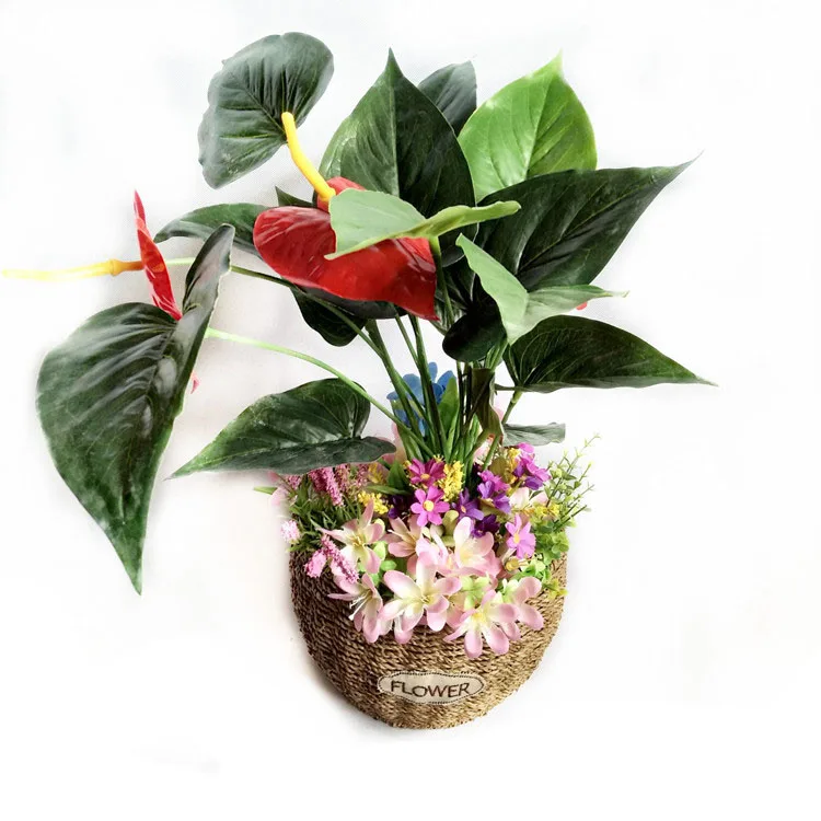 Handmade Woven Room Decorative Flower Plants Woven Hanging Baskets Decor Wall Basket Seagrass
