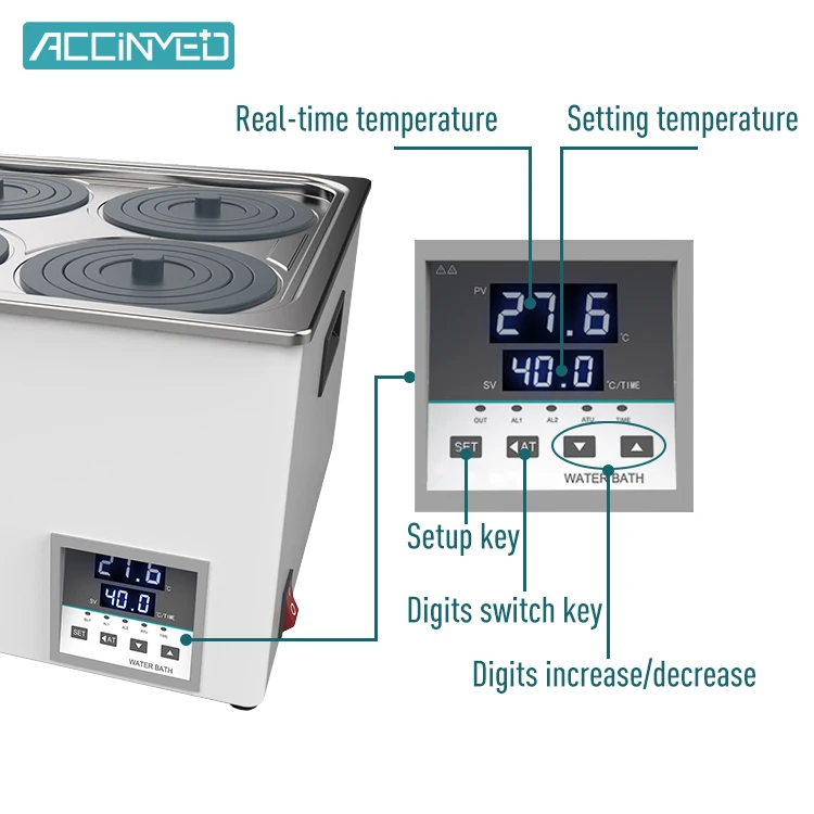 Lab Medical Application Portable Custom Electric Heating Series For Thermostatic Six Holes Digital Thermostatic Water Bath