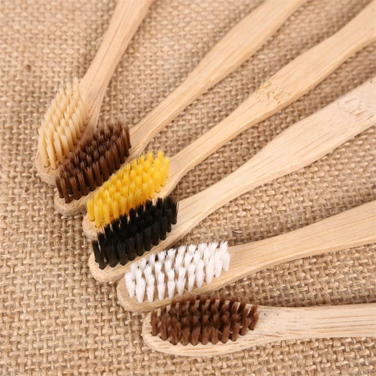 Free Sample Wholesale natural wooden bamboo charcoal bristle toothbrush