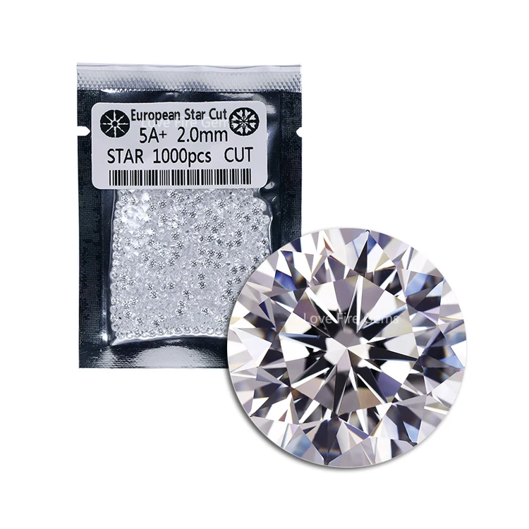 5A+ EQ quality 0.8mm-3.0mm synthetic cz diamond white round brilliant cut cubic zirconia