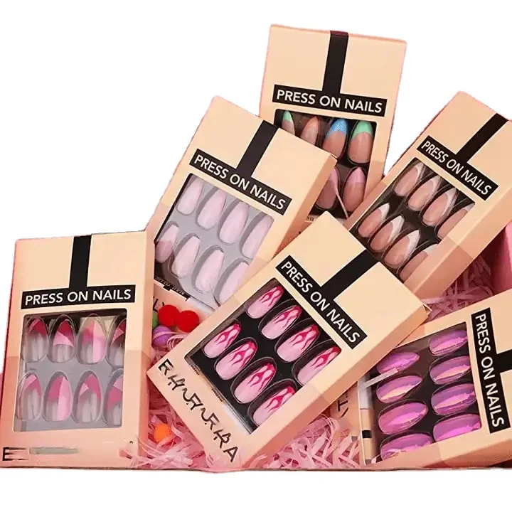 Custom logo square gift  with magnetic lid box luxury packaging handmade pressed on nails present box false nail boxes