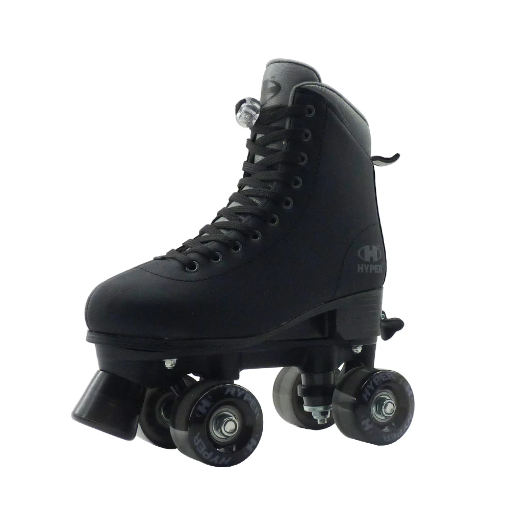 Women Roller Skates Black Space Frosted Leather Double Row Skates Unisex Retro Quad Skates for Outdoor & Indoor