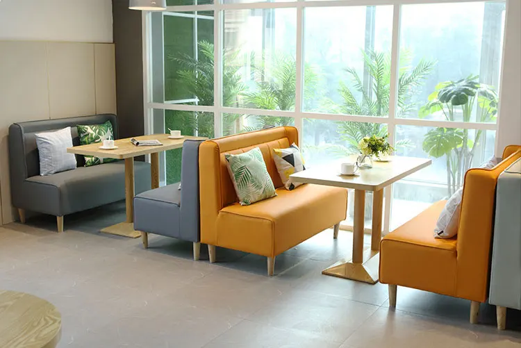 Restaurant Sofa Bench with Table Sets Single Double Side Booth Cafe Wood Frame Dining Chair