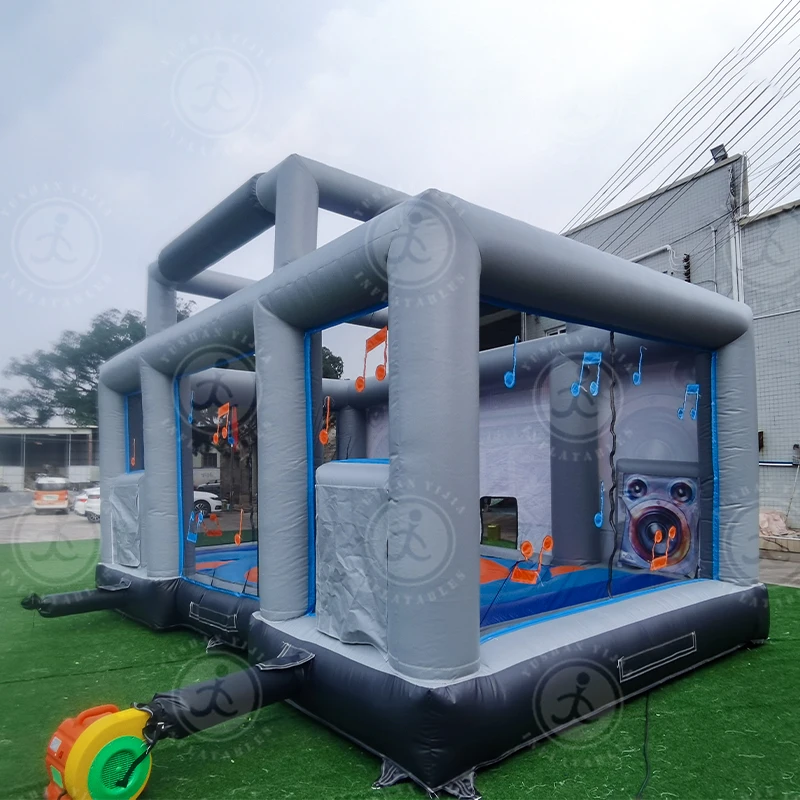 Z Interactive Inflatable Disco Dance House Adult BoomBox Jumping Bouncy Castle Retro Boombox Bouncer For Party