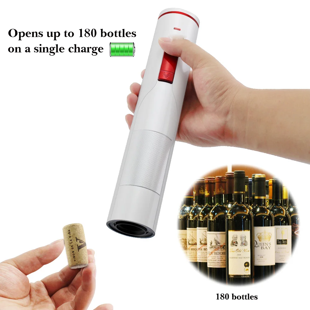 Manufacturer Custom Multifunctional Cordless Corkscrew One Touch Wholesale Electric Rechargeable Bottle Wine Opener