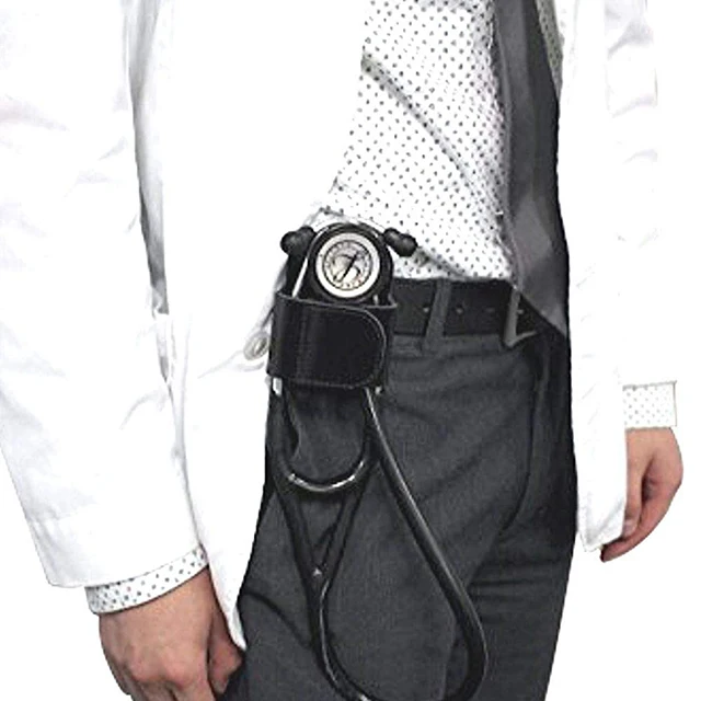 
Slim pu leather stethoscope holder clip medical nursing accessories holster cover kit 