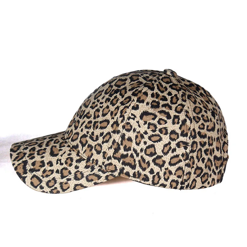 Fashion high quality 6 panel animal women baseball hat leopard print duck tongue cap