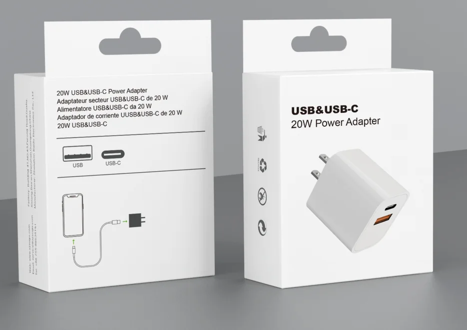 20W USB C Power Adapter for iPhone 14 13 12 Fast Charger 2-Port Wall Charger Power Delivery PD 3.0 with USB C and QC 3.0 USB A