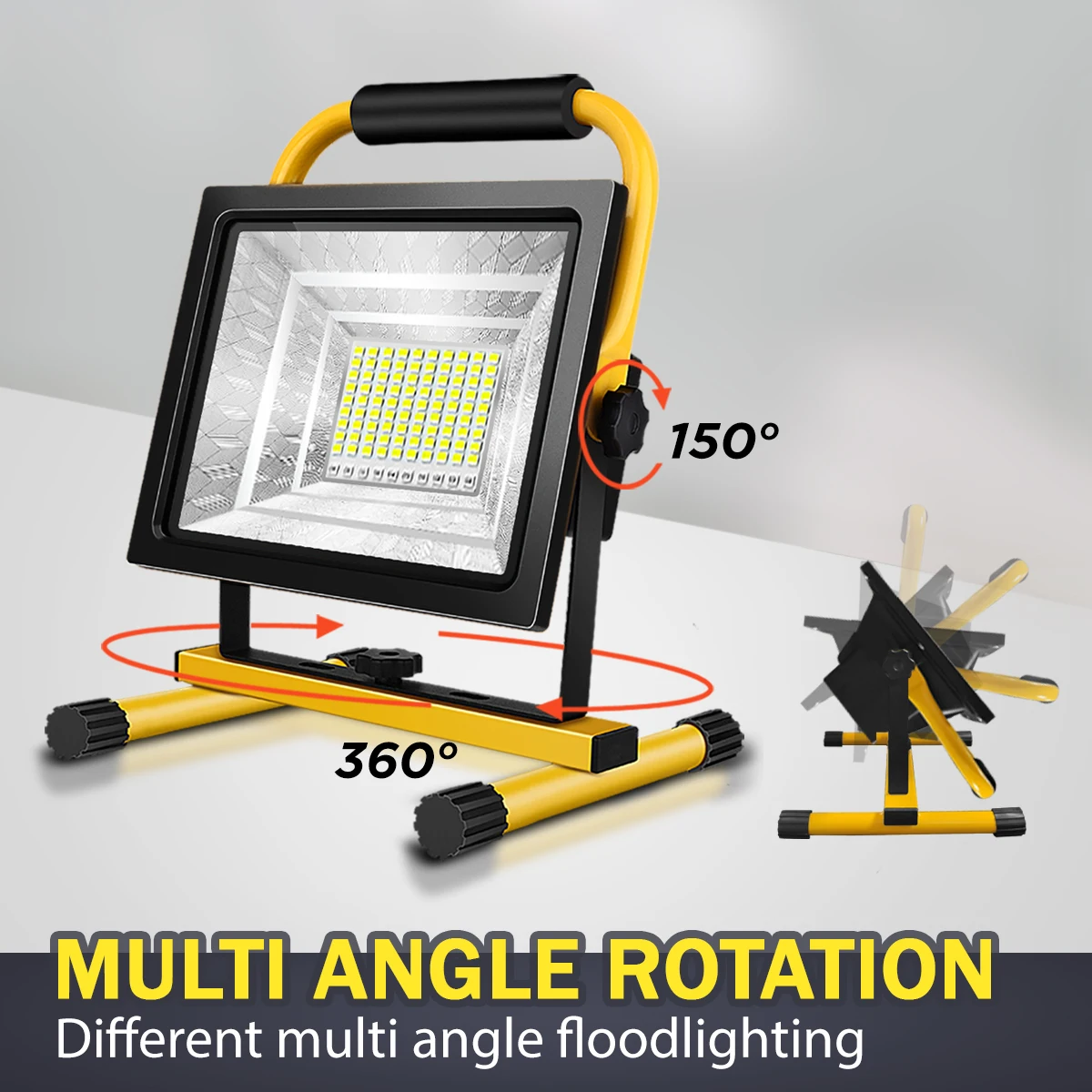 [100W 100LED] Spotlights Work Lights Outdoor Camping Lights, Built-in Rechargeable  Lithium Batteries (with USB Ports to Charge