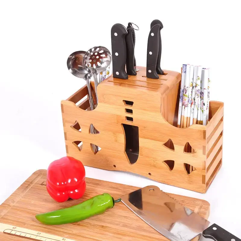 Bamboo Supplies Kitchen Knife Rack Holder Creative Chopstick Cage Knife Multi-function Knife Storage Rack