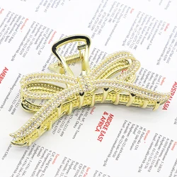 Ponytail Diamond Metal Alloy Rhinestone Pearl Fish Gold Metal Hair Claw Clips With Rhinestone