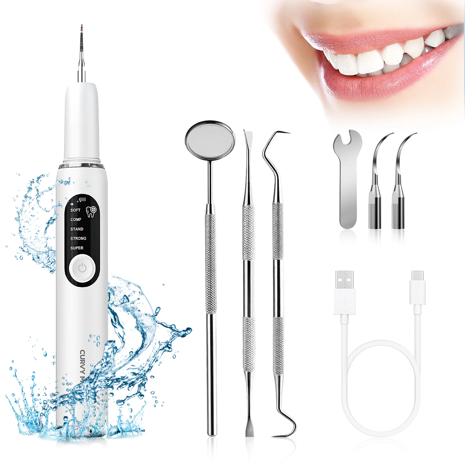 Portable Ultrasonic Tooth Whitening Device IPX7 Dental Scaler Deep Cleaner Vacuum Cleaner Tartar Multi-purpose Accessories
