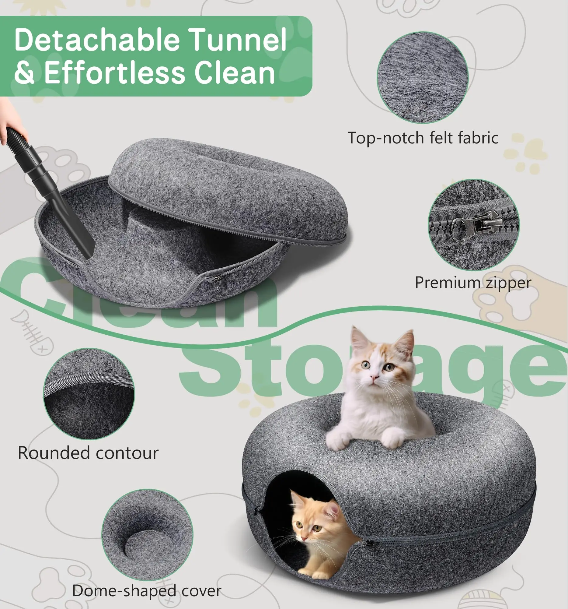 Wholesale Durable Indoor Small Pet Nest Round Cat Play Shelter Caves Washable Plush Cat Tunnel Bed With Zipper