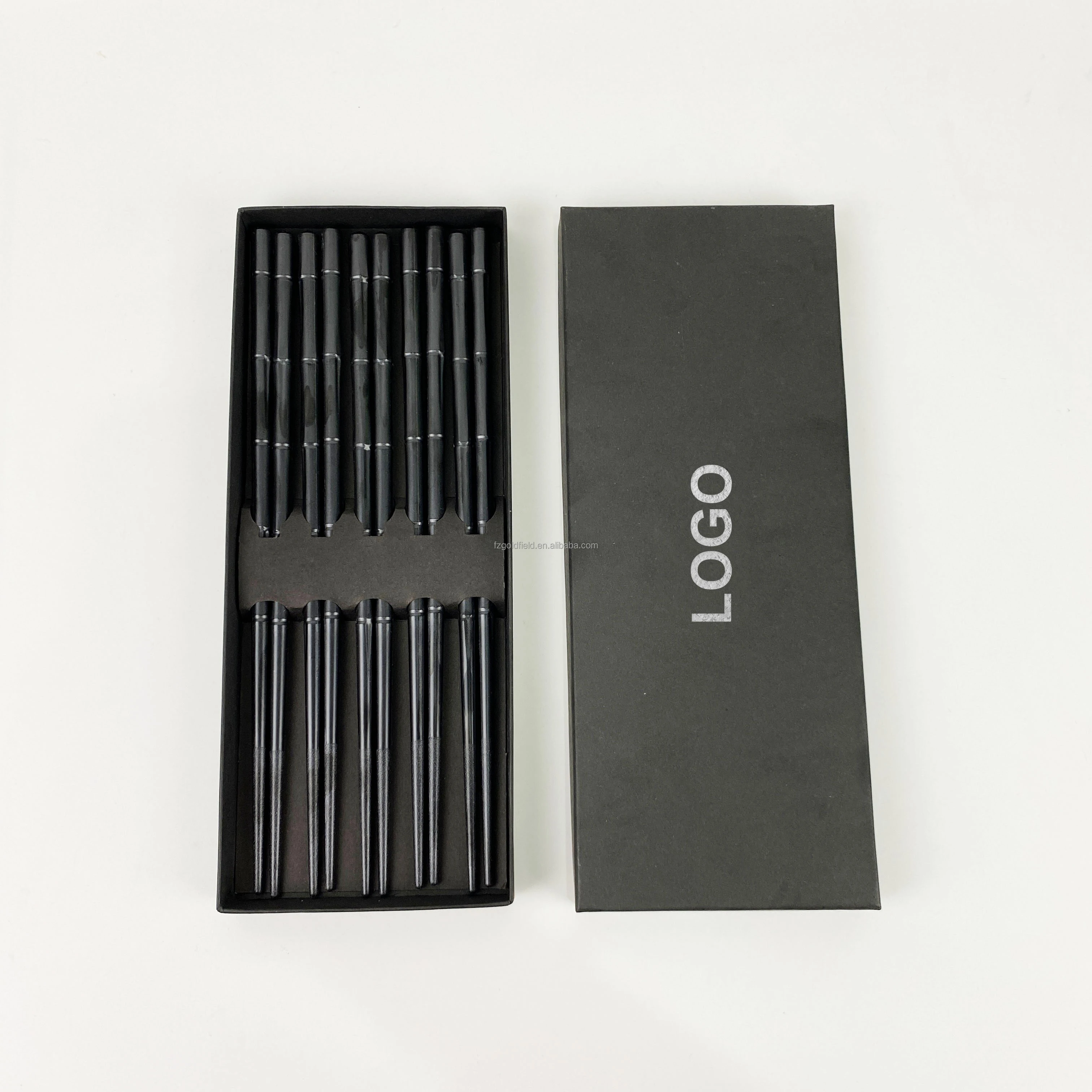 Black Chopsticks With Case 5 Pairs Premium Black Chopsticks Reusable for Sushi Japanese Matte Anti-slip Chop Sticks