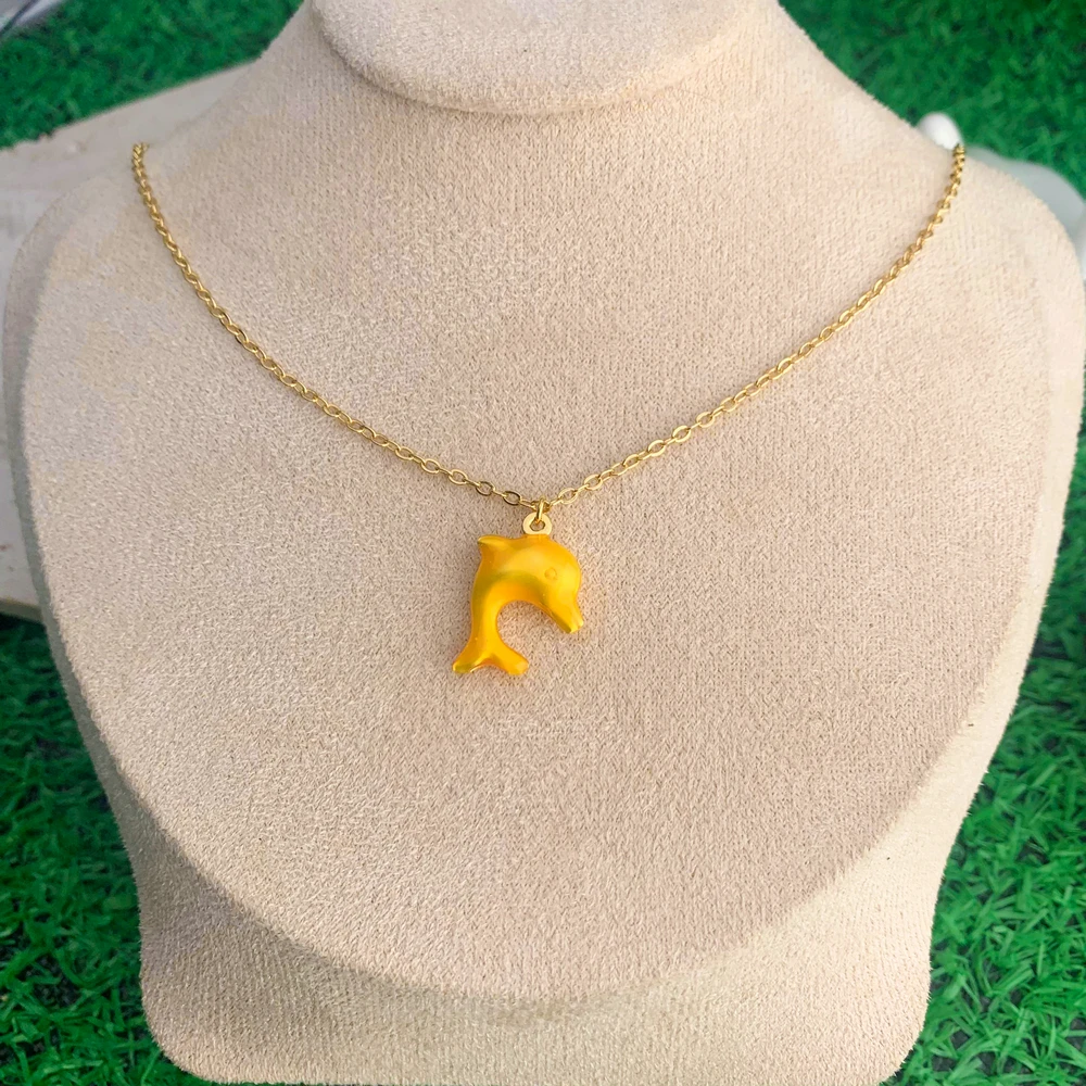 red blue brass pendants solid dolphin shape necklace jewelry charms