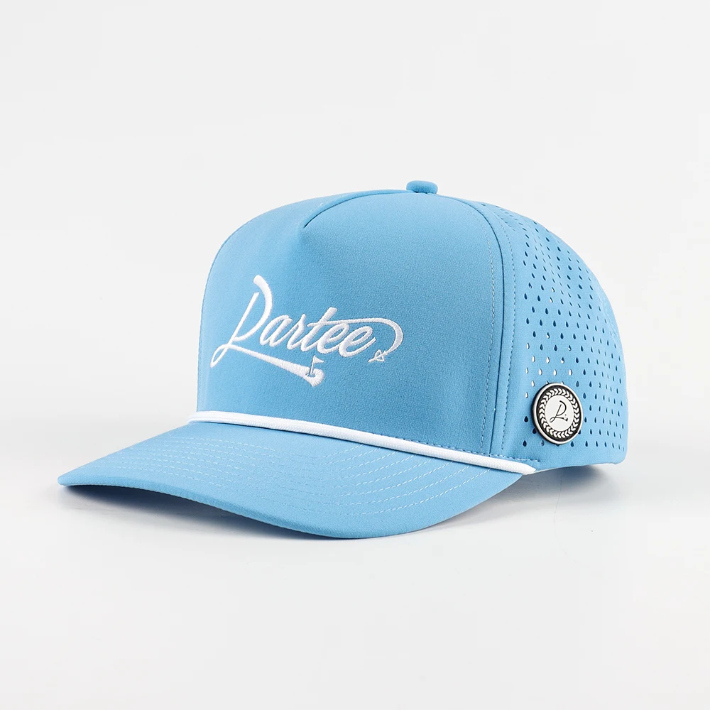Wholesale Fashion Golf Hat with Custom 3D Embroidered Logo Rubber Patch Breathable Perforation Design Cap for Golf Club Outdoor