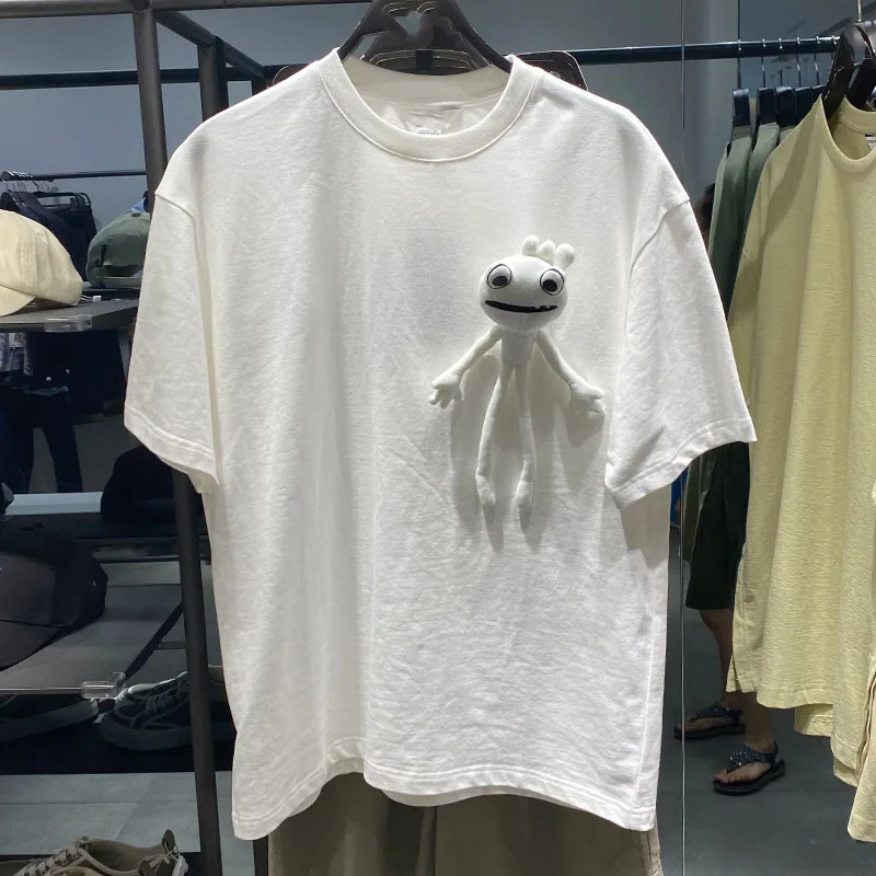 wholesale custom summer cotton drop shoulder oversized 3d t-shirt little frog casual T-shirt