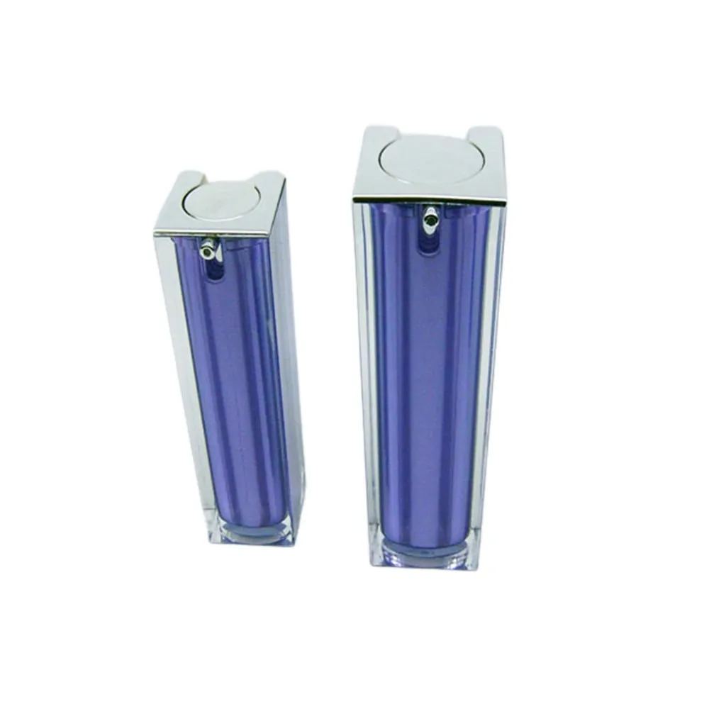 Customized 15ml 30ml 40ml 50ml Gold Square Acrylic Airless Pump Bottle for Cosmetics