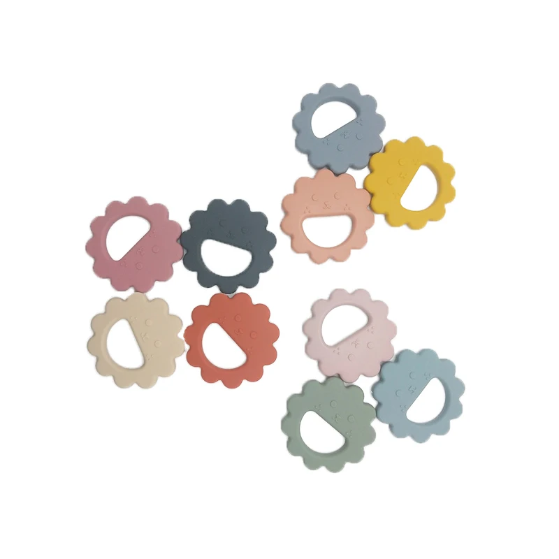 Soft Lion Animal Food Grade Round Hand Toys Ring Silicone Baby Teether