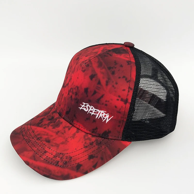 Factory Wholesale Summer All over print Sports Baseball Hat and Cap Custom 5 panels Mesh Trucker Cap Hats