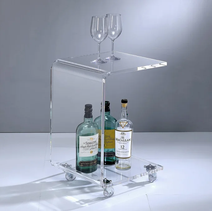 Gaojian Clear Acrylic Bedroom Furniture Lucite Table With Four Wheels Luxury Coffee Table