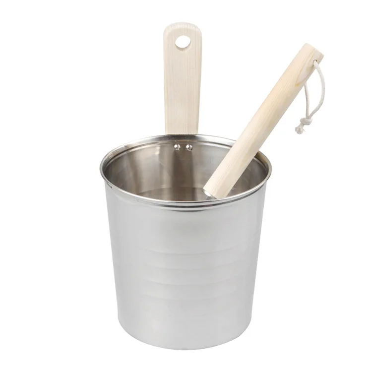 Stainless steel  sauna bucket sauna steam room tools Sauna 4L stainless steel barrel single handle