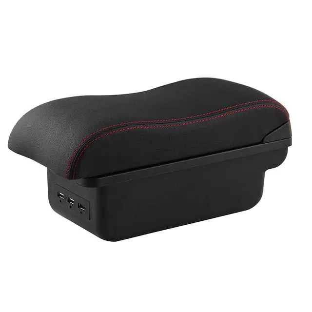 Black USB Leather Console Armrest Handrails Box Center For 07-2017 Suzuki Jimny