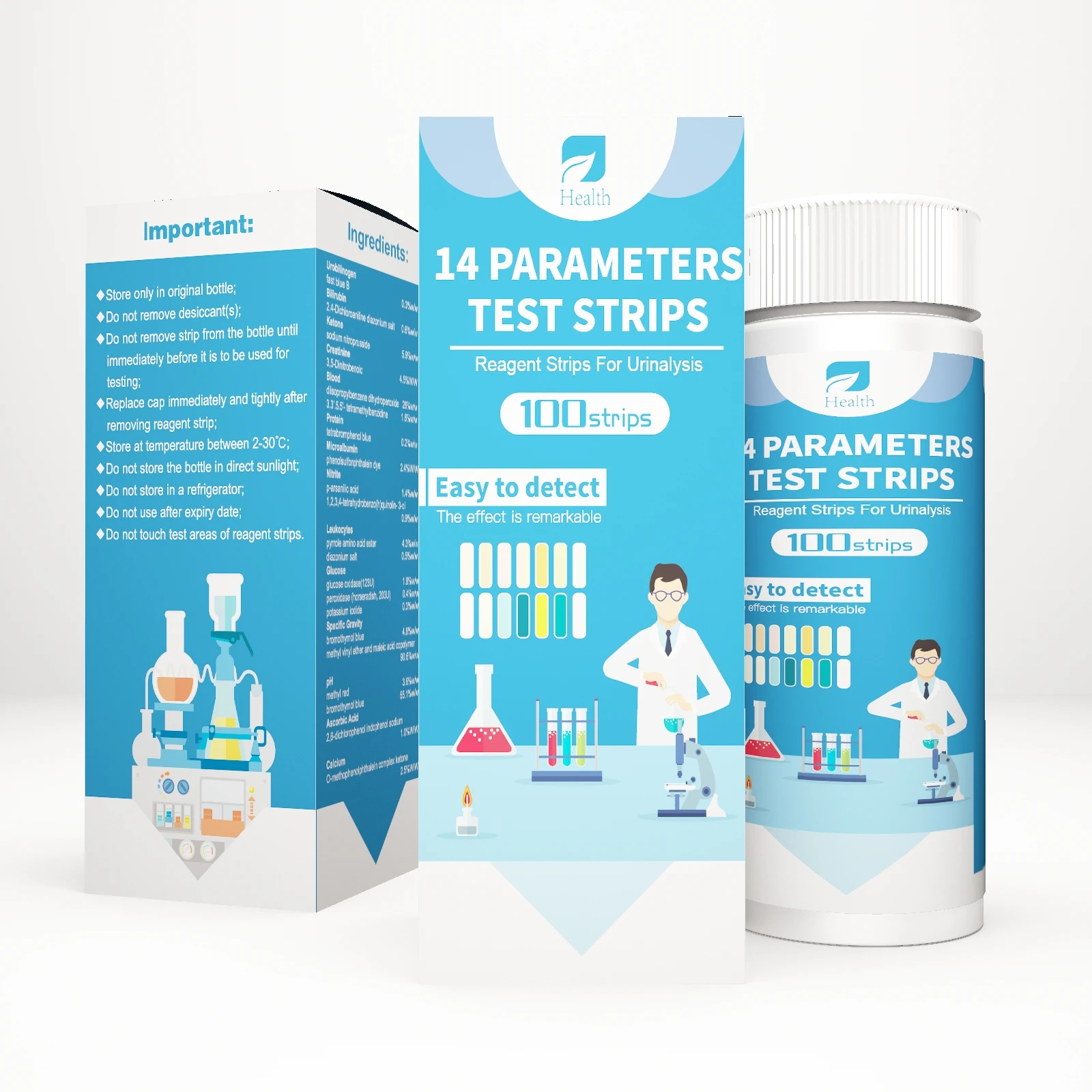 LYZ 14 Parameters Micro Albumin Urinalysis test strips Urinary test strip urine strips
