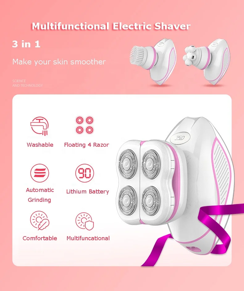 3 in 1 Multifunctional Electric Shaver for women Waterproof & Rechargeable Body Lady Shaver