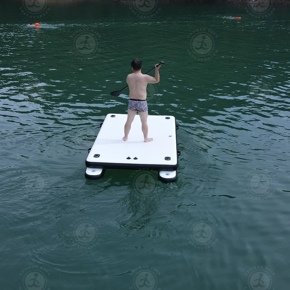 Good Quality Dwf Floating Jet Ski Boat Docks Inflatable Sofa Lounger Pool Inflatable Floating Pontoon Platform