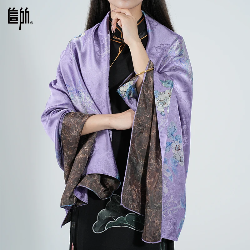 Custom Silk Scarf Vintage Design 100% Viscose Satin Cloud Gauze Hair Wrap Satin Printed Women Neck Scarf