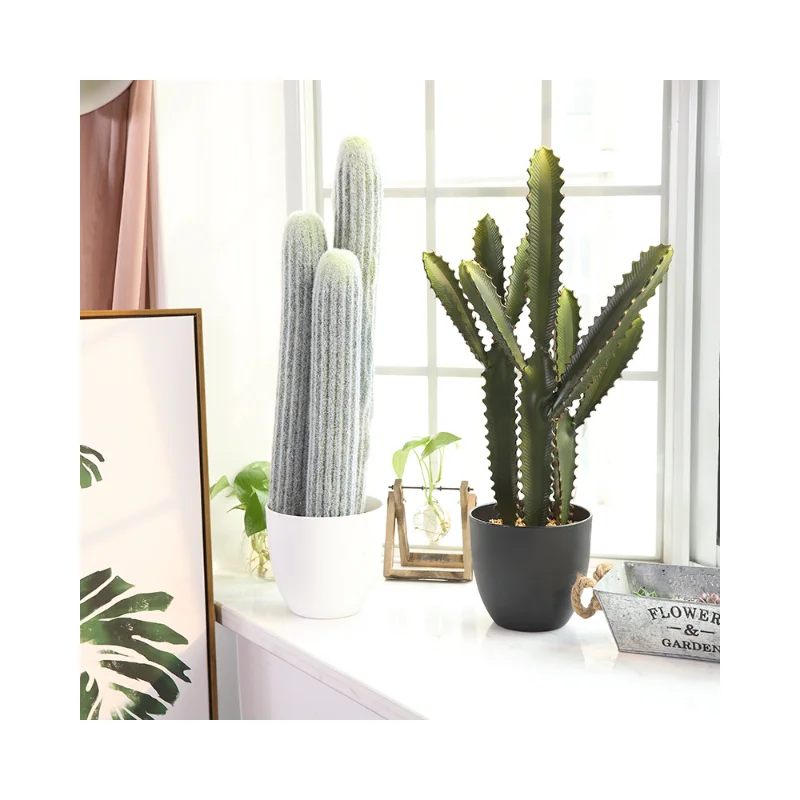 Window Decor Indoor Plants Potted landscape Plastic Cacti Plants large Artificial Cactus for Decoration