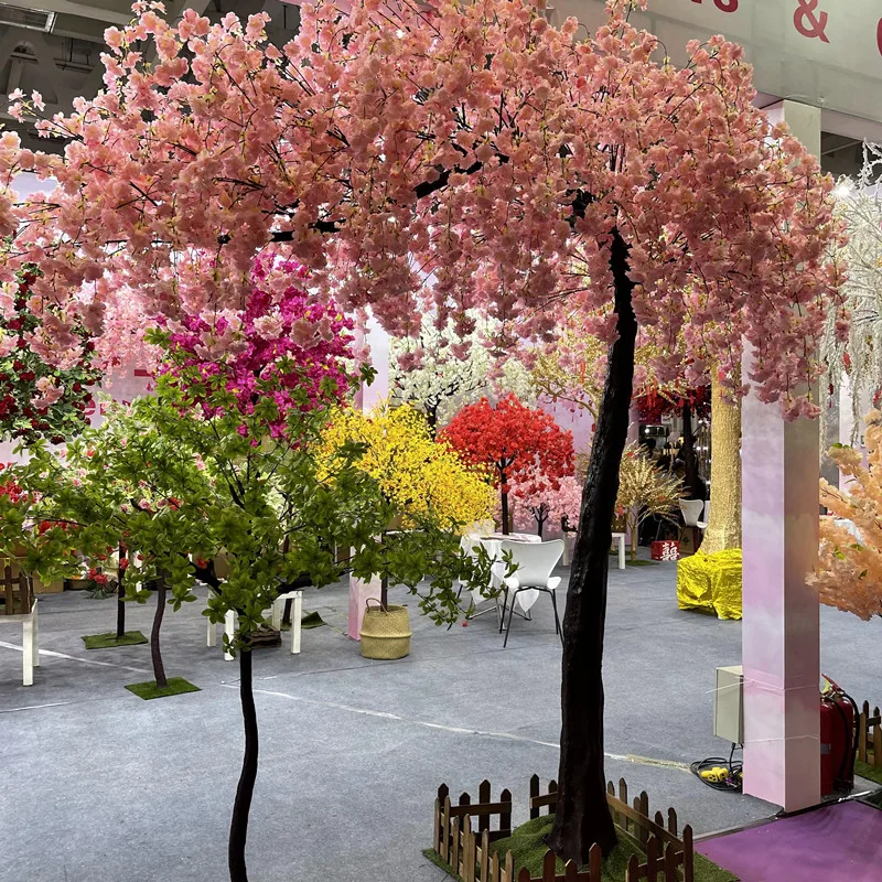 IFG factory selling wedding floor arrangement 10ft large drooping white cherry blossom arch tree