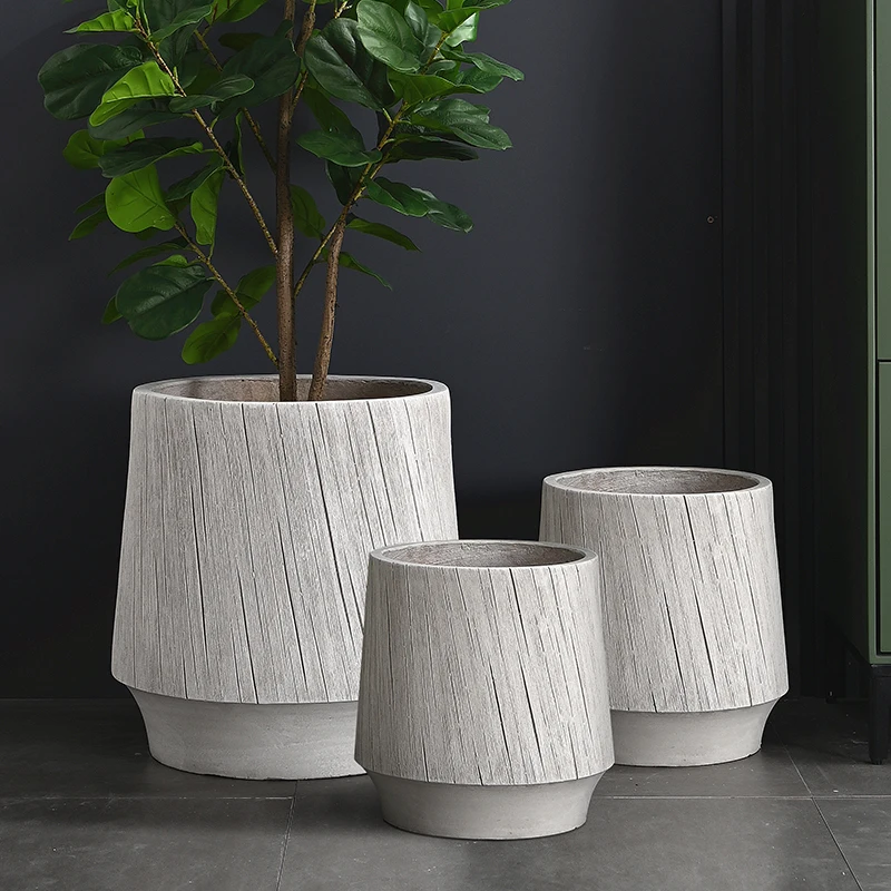Dia 23/33/45cm Fiber Pots Wholesale Modern Flower Pot Creative Simple Clay Outdoor Indoor Planter Large Medium Small Plant Pot