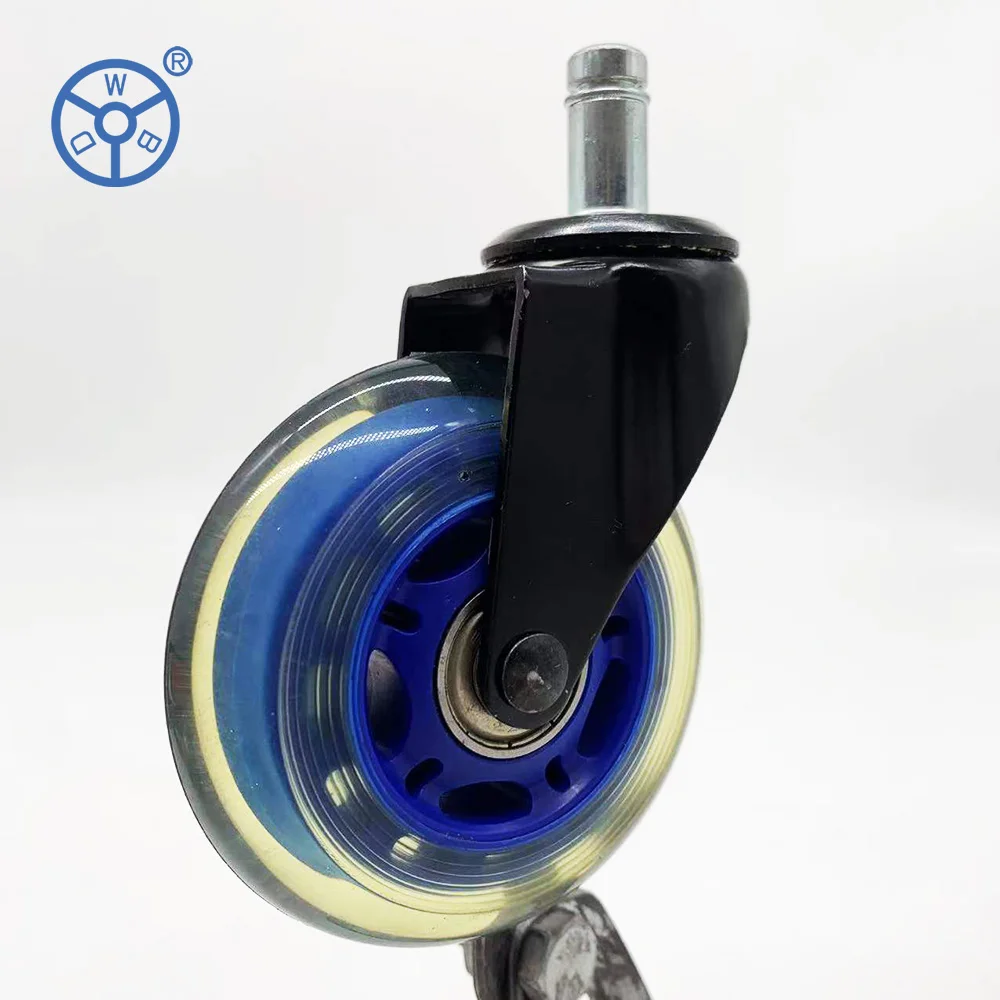 Wbd Furniture Caster Wheel Blue Half Transparent Castor PU Environmental Silent Effect for Small Equipment cabinet