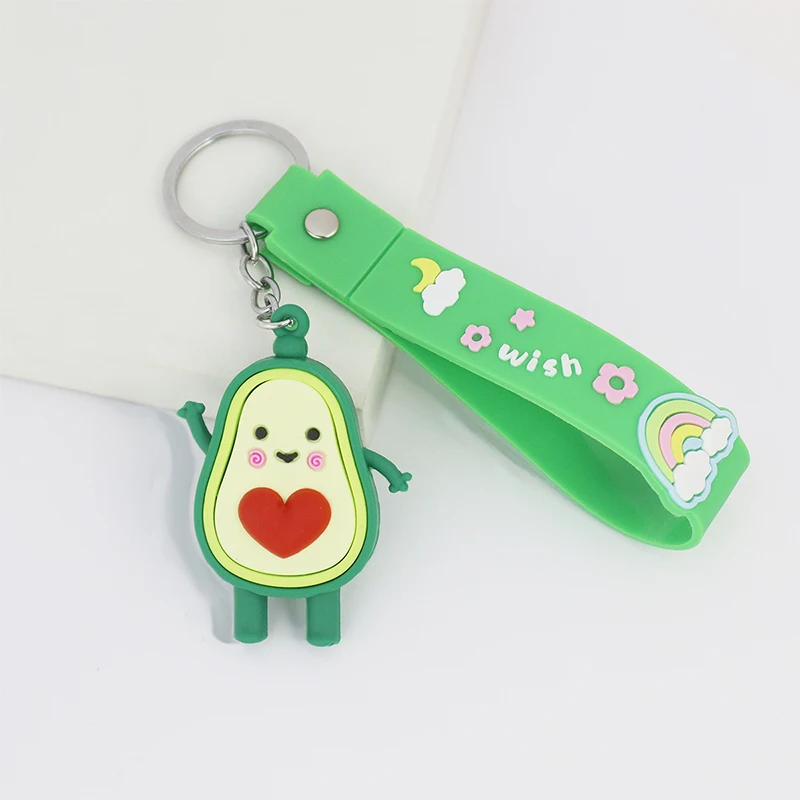 Cartoon Avocado Silicone Beads Food Grade Baby Teething Bracelet Silicone Avocado Beads Keychain
