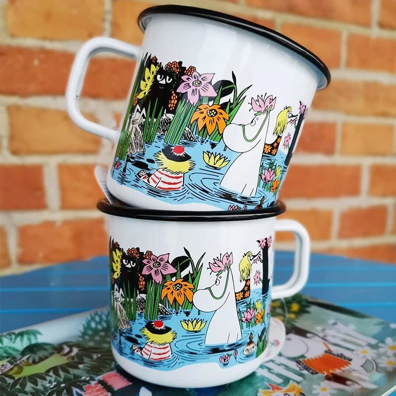 High Quality Bulk Custom Yellow Colored Logo Printing Vintage Design Enamel Coffee Bear Mug