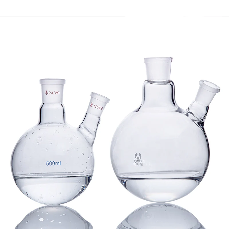 High Quality Chemistry Laboratory High Borosilicate glass 3.3 Two Necks Boiling Flask 100ml 250ml 500ml 1000ml 2000ml