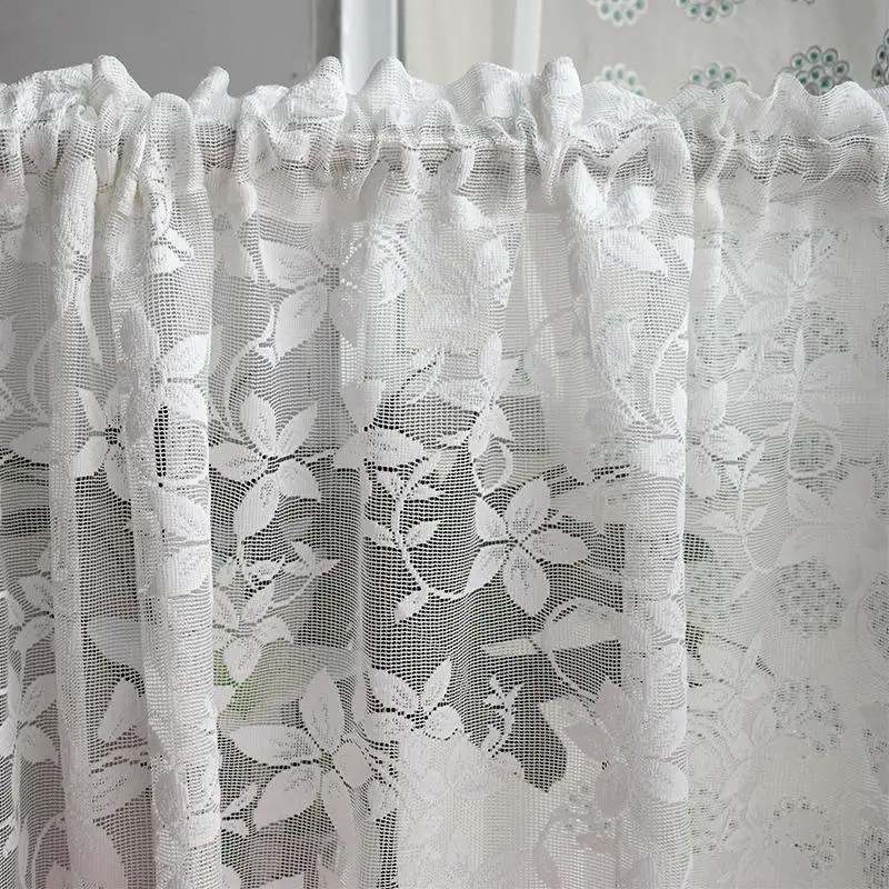 Innermor Delicate Modern Embroidered flower design tulle lace Floral Thread Rod Color Best Kitchen Sheer Curtains